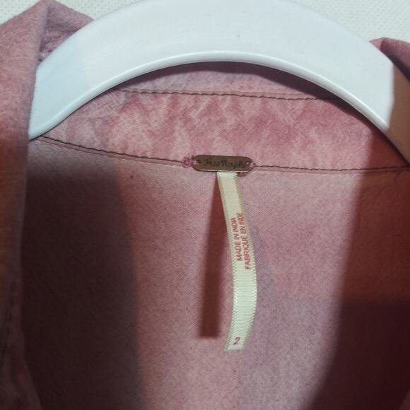 Free People Mauve Acid Wash Wide Leg Short Sleeve Jumpsuit Casual Size 2 - Picture 6 of 10